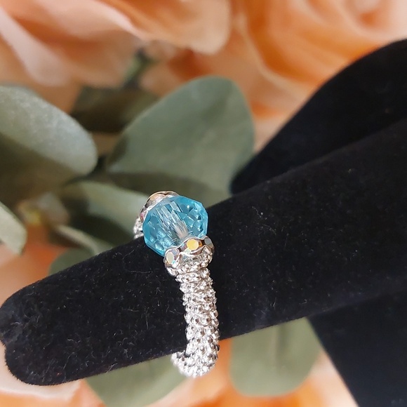 Aqua Crystal Handmade Ring - READ BELOW FOR CUSTOM SIZING π - Picture 3 of 6